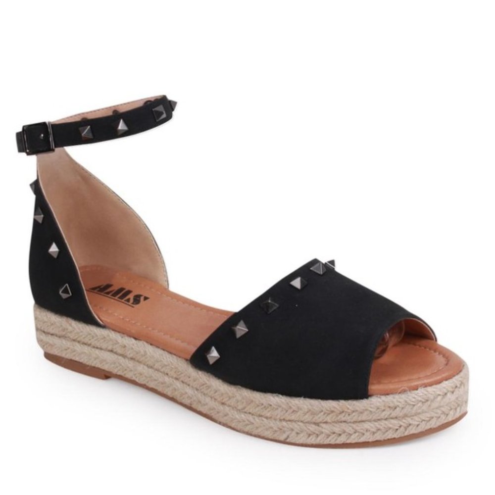 VACATION MODE BLACK ESPADRILLE SANDALS - Picture 2 of 2